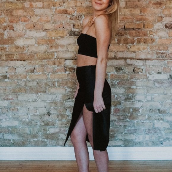 NWT Silk Slit Midi Skirt - Picture 3 of 3